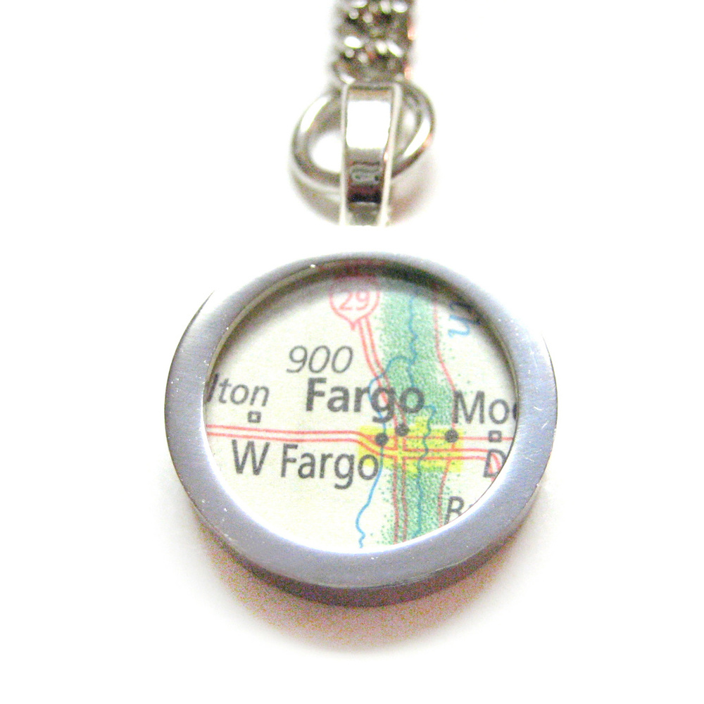 Fargo North Dakota Map Pendant Keychain